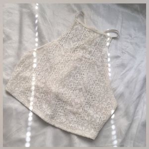 HOLLISTER lace halter tie back top festival